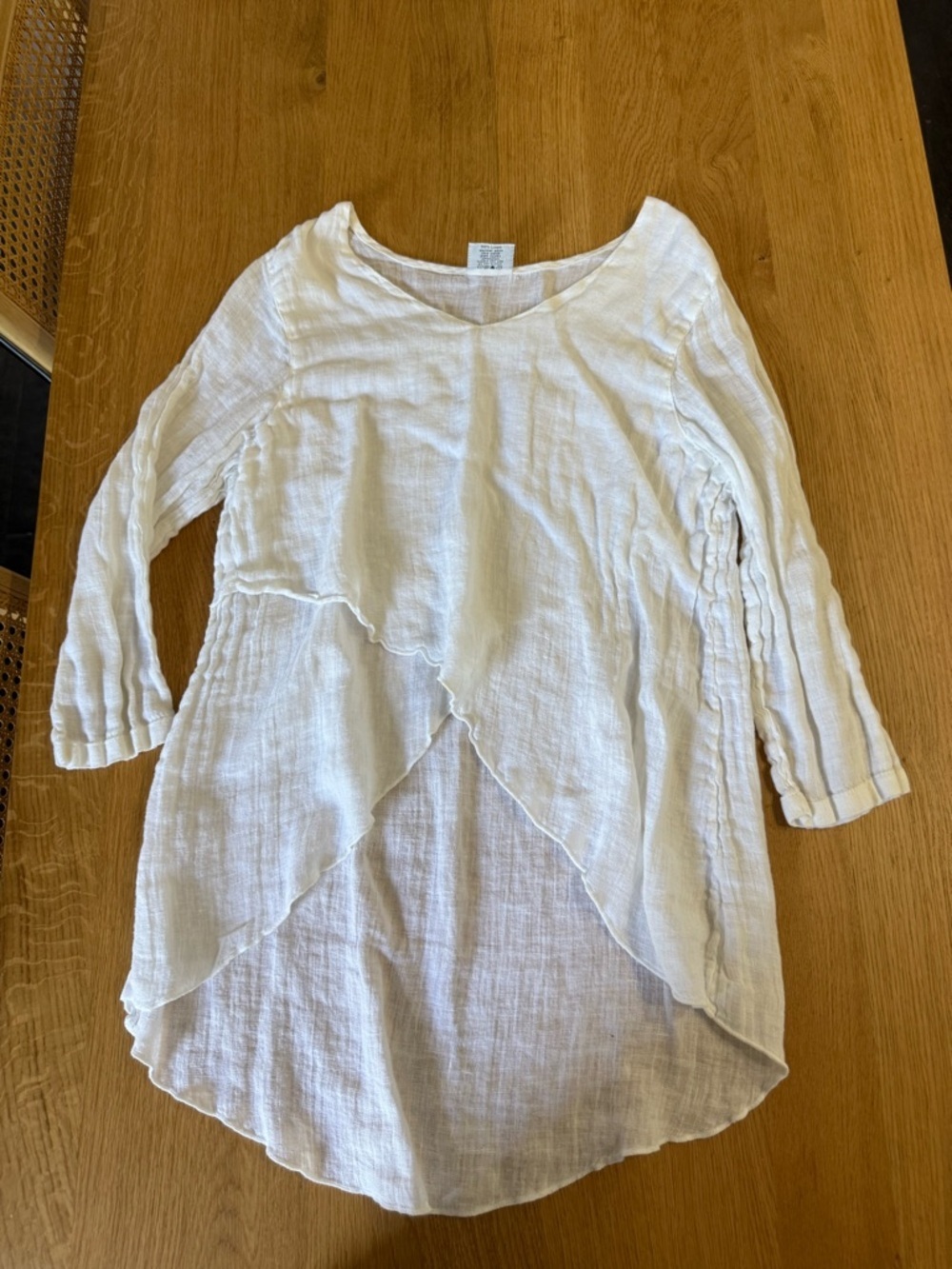 Women's White Layered Linen Cross Top